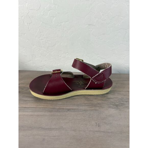 Sun-San Salt Water Sandals, surfer style hook & loop Claret Maroon child Size 8 - Picture 2 of 7